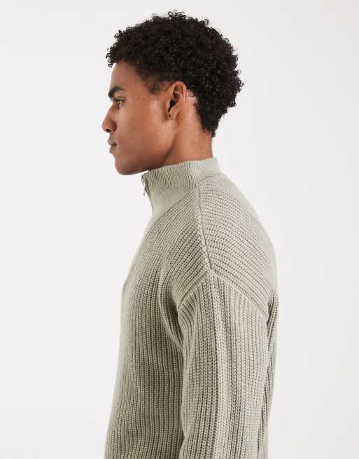 New Look funnel neck 1/4 zip jumper in pale grey, 4 of 5