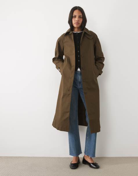 New Look funnel neck car coat in brown - view 1
