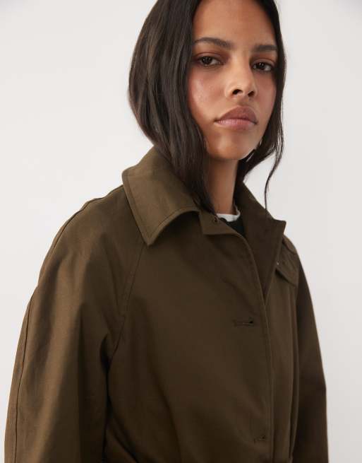 New Look funnel neck car coat in brown, 3 of 4