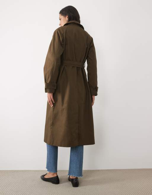 New Look funnel neck car coat in brown, 4 of 4