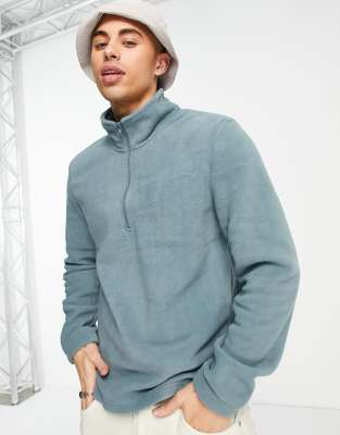 New Look Funnel Neck Fleece Sweatshirt In Teal-blues | ModeSens