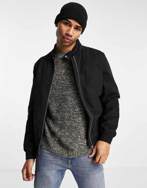 New Look funnel neck harrington jacket in black