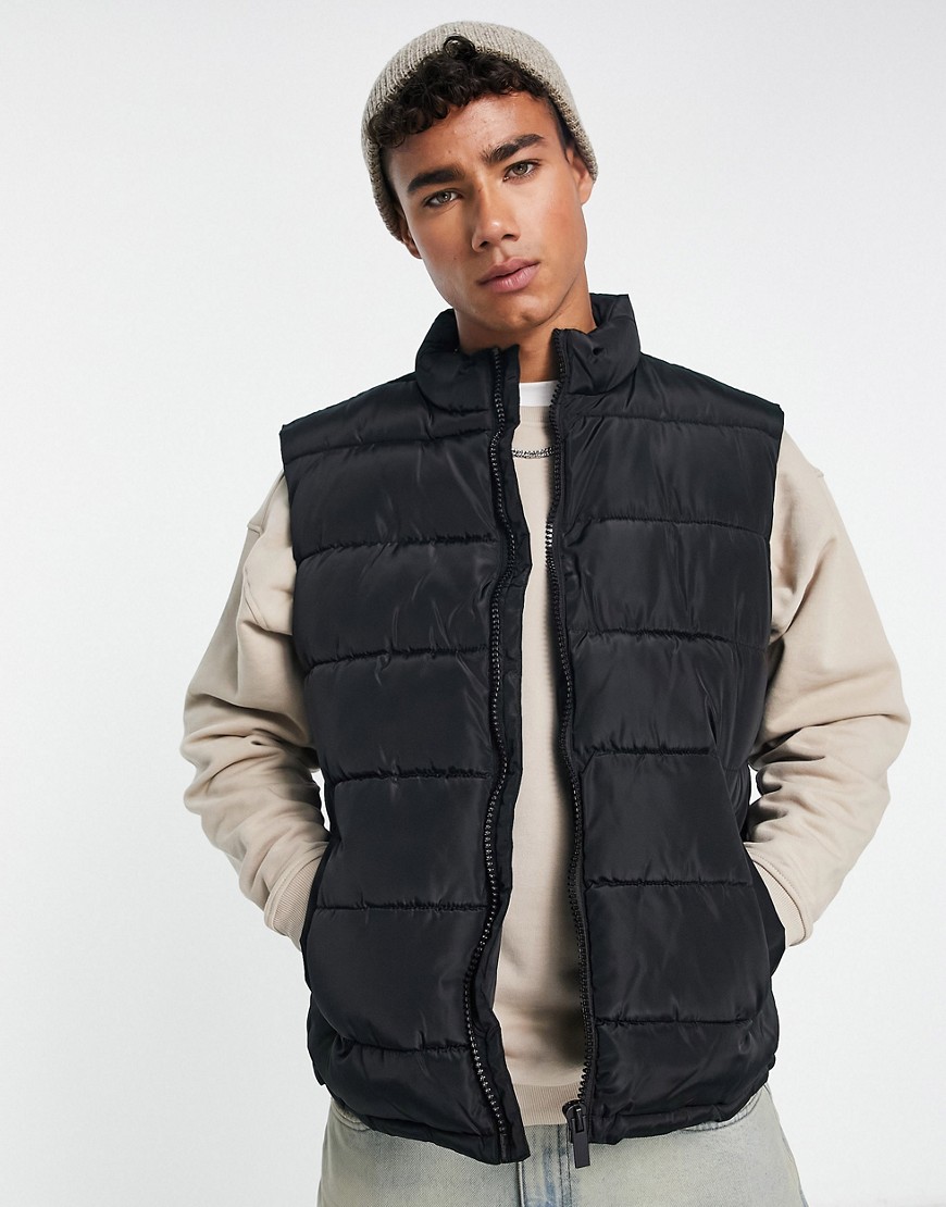 New Look funnel neck puffer gilet in black
