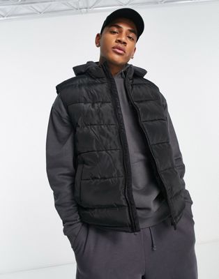 New Look funnel neck puffer gilet in black