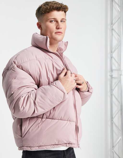 Mens pink puffer on sale jacket