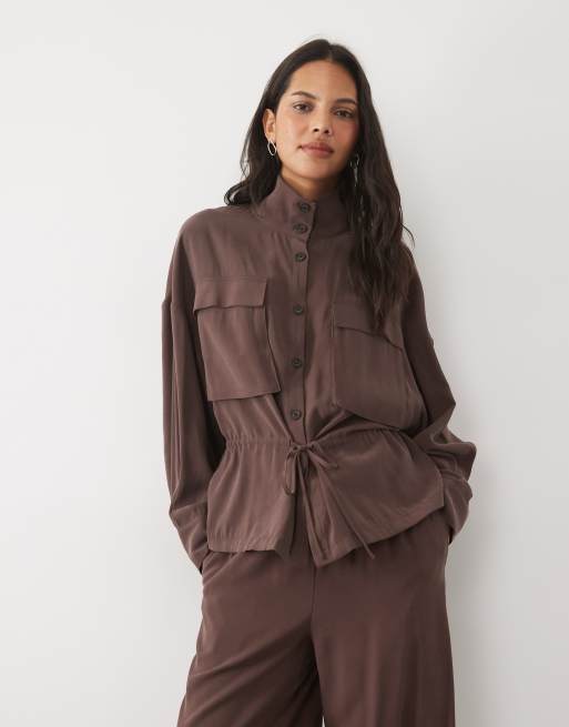 New Look wide leg pants in brown (Part of a set), 2 of 3