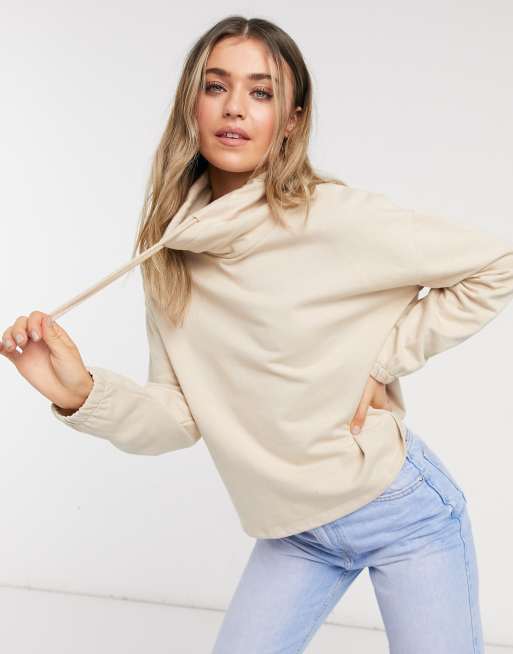 New Look funnel neck sweatshirt in camel | ASOS