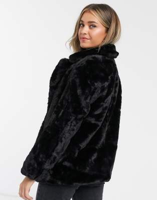 new look black fur coat