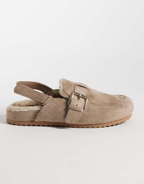 New Look fur lined mule in beige - view 1