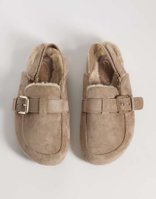 New Look fur lined mule in beige, 2 of 4
