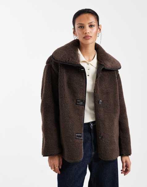 New Look – Gebondete Jacke aus Kunstpelz in Braun - view 1