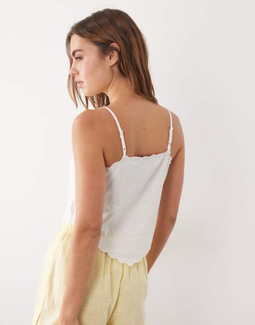 New Look - Geborduurde zakdoek camitop in wit, 4 van 4