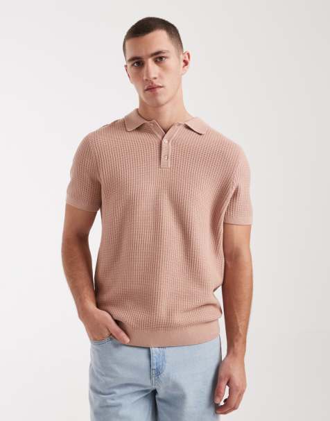 New Look - Gebreid poloshirt in middenroze - view 1