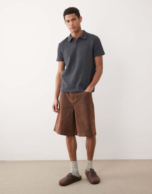 New Look - Gebreid poloshirt met textuur in blauw, 2 van 5