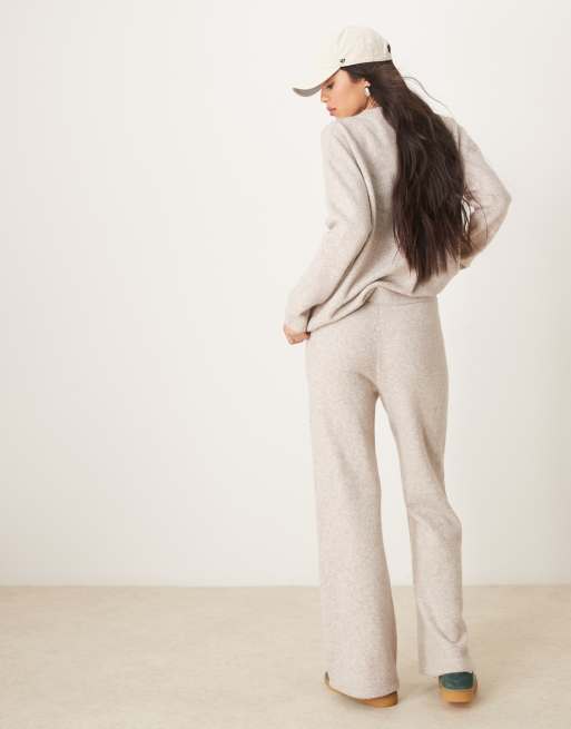 New Look - Gebreide broek in lichtbeige, deel van co-ord set, 3 van 5
