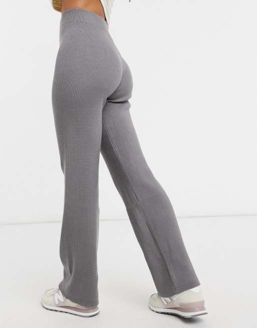 New Look - Gebreide broek met wijde pijpen in middengrijs, co-ord set, 2 van 4