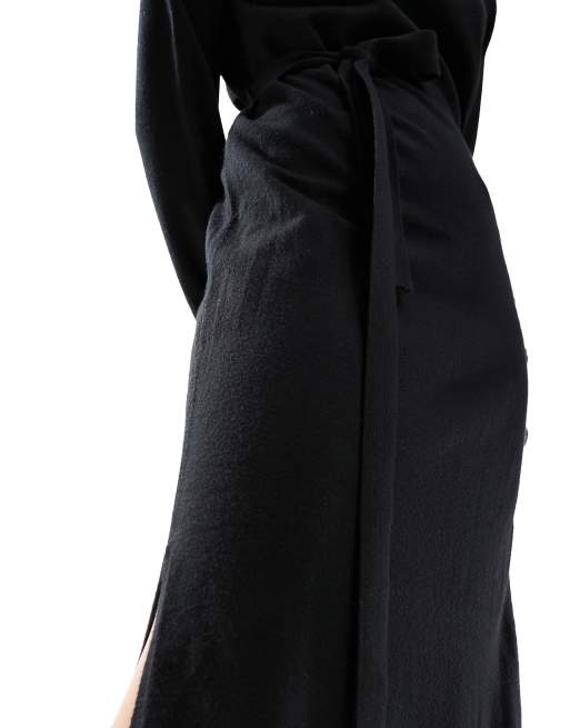 New Look - Gebreide midi-jurk met riem in zwart, 3 van 4