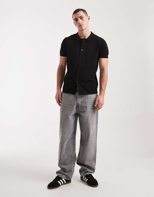 New Look - Gebreide polotop met knoopsluiting in zwart, 2 van 5