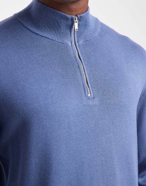 New Look - Gebreide trui met 1/4 rits in donkerblauw, 5 van 5
