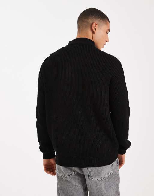 New Look - Gebreide visserstrui met 1/4 rits in zwart, 3 van 5
