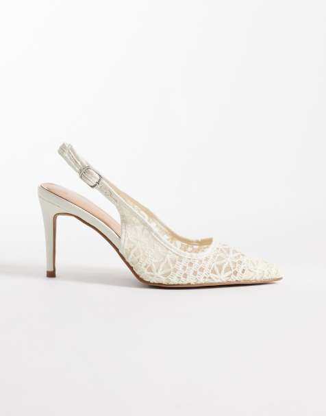 New Look - Gehaakte slingback schoenen met hak in crème - view 1