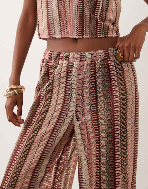 New Look – Gehäkelte Hose in Rosa mit Streifen, Kombiteil, 4 von 5