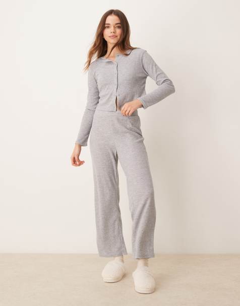 New Look – Geripptes Loungewear-Set in Grau, 3er-Set - view 1