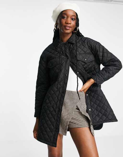 New Look – Gesteppte Hemdjacke in Schwarz