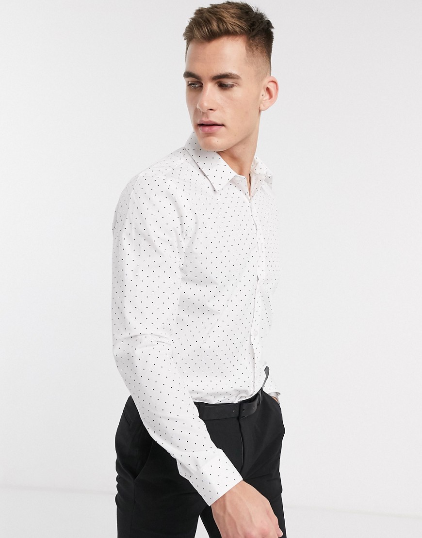 New Look - Gestipt poplin overhemd in wit