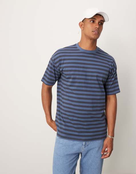 New Look - Gestreept oversized T-shirt in indigo en marineblauw - view 1
