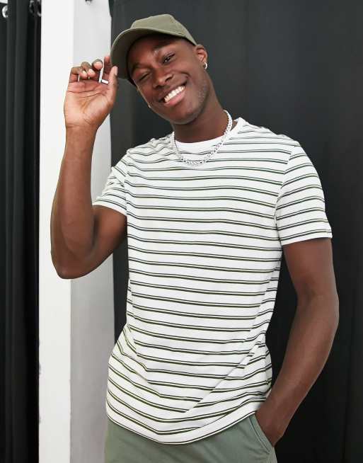 New Look - Gestreept T-shirt in groen