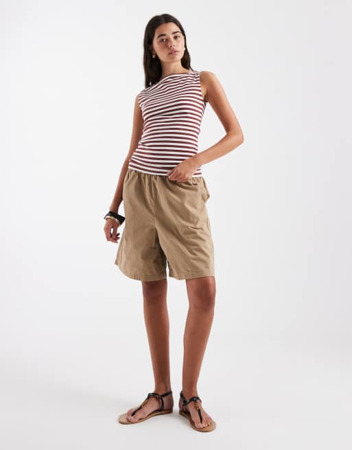 New Look - Gestreepte tanktop met boothals in wit, 4 van 4