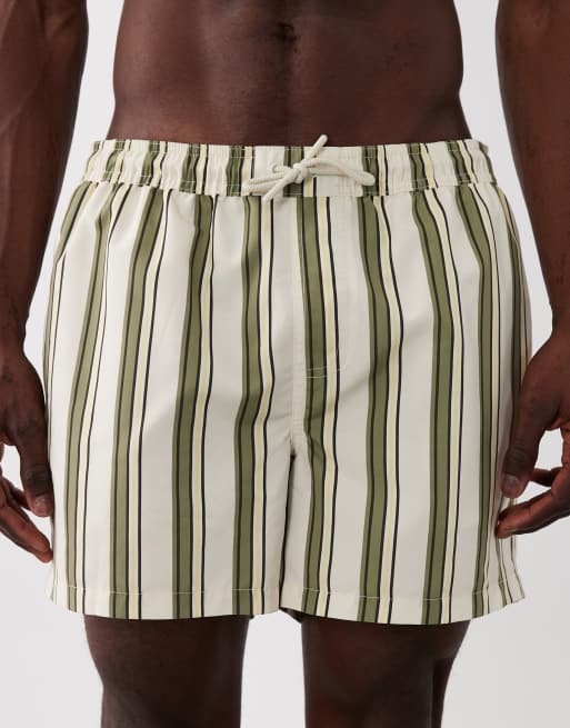 New Look - Gestreepte zwemshort in kaki, 4 van 5