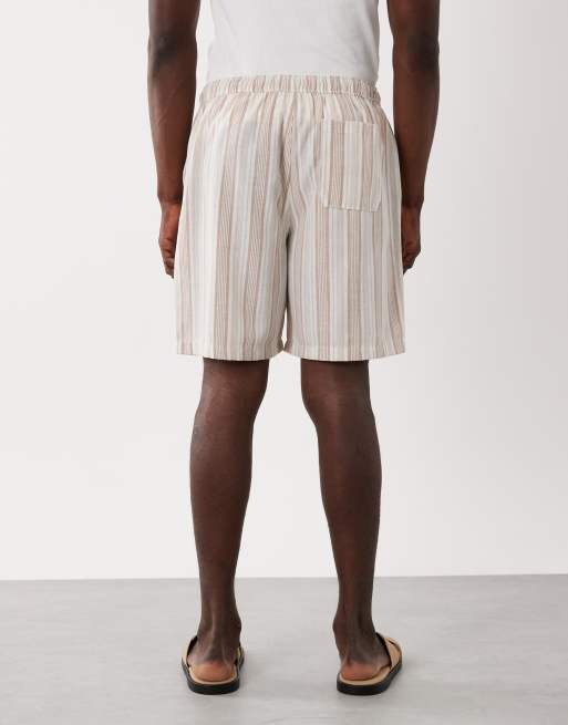 New Look – Gestreifte Shorts in cremeweißer Leinenoptik, Kombiteil, 5 von 5