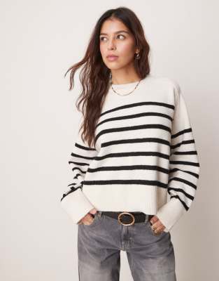 New Look - Gestreifter Pullover in Weiß