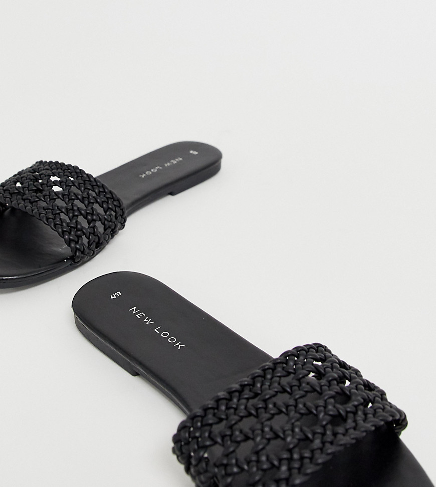 New Look - Gevlochten slippers in zwart
