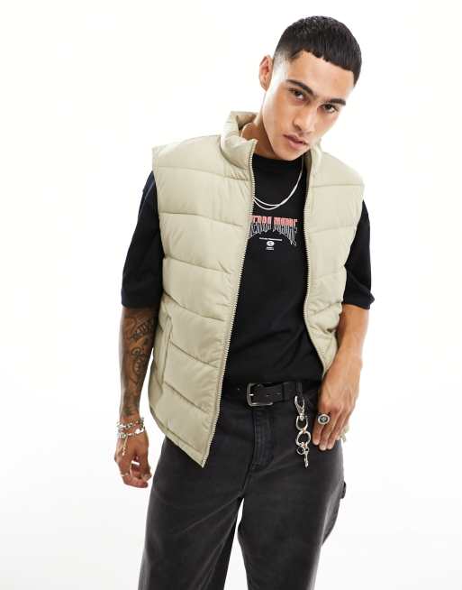 New Look - Gewatteerde bodywarmer in kiezelkleur