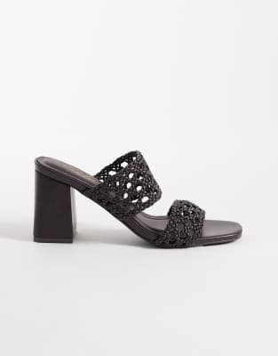 Gewebte Mules in Braun mit Absatz-Brown Brown 36