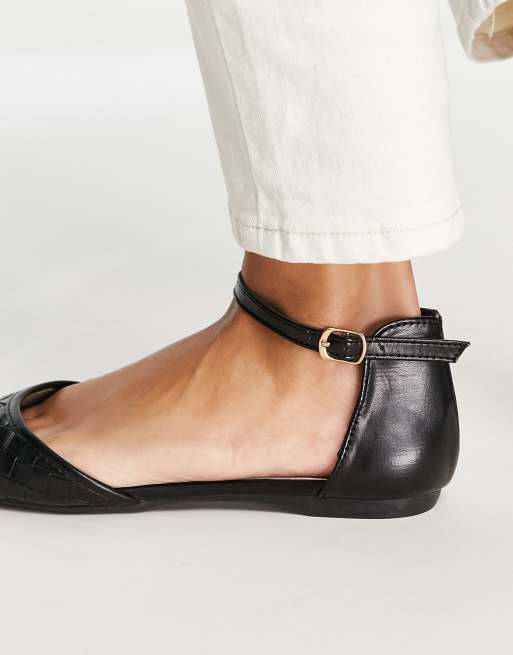 New Look - Geweven platte schoenen met brede pasvorm in zwart, 3 van 4