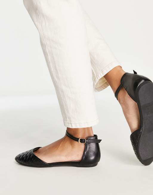 New Look - Geweven platte schoenen met brede pasvorm in zwart, 4 van 4