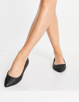New Look - Geweven platte schoenen met brede pasvorm in zwart | ASOS