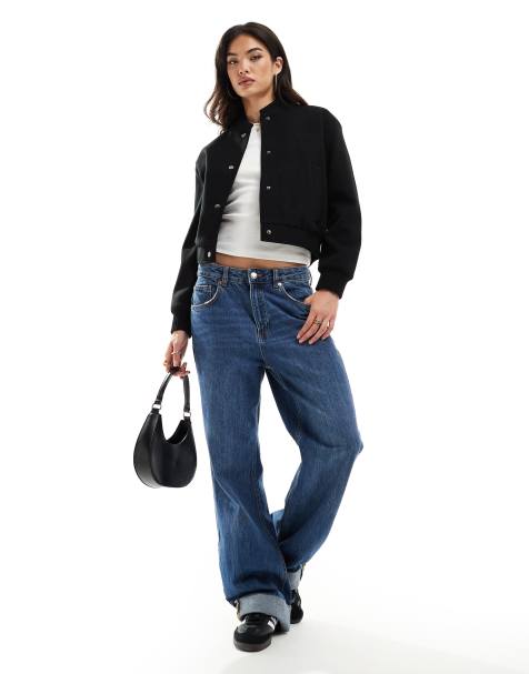 New Look - Giacca bomber corta nera in maglia - view 1