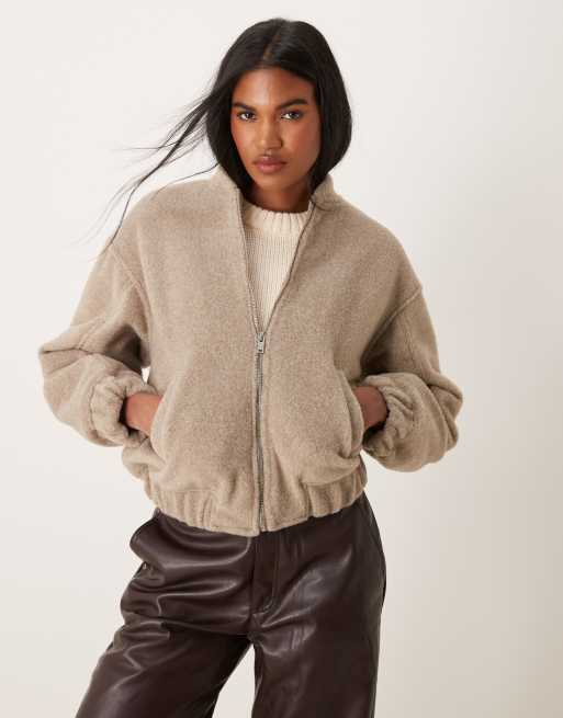 New Look - Giacca bomber oversize color visone testurizzato