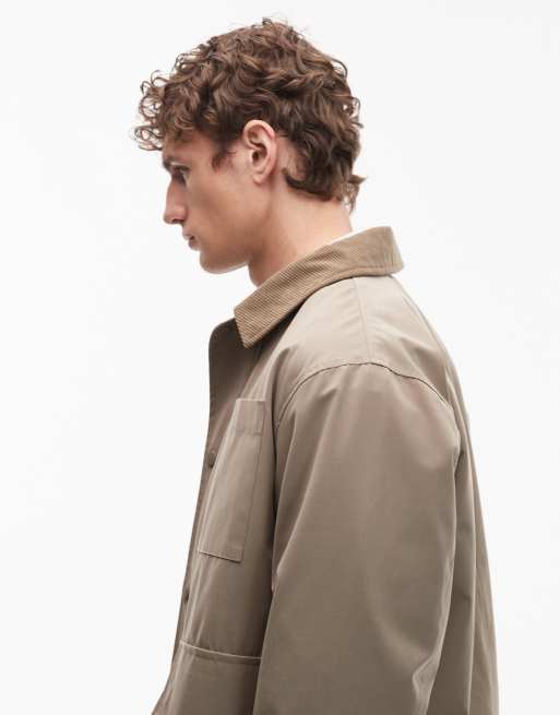 New Look - Giacca corta color pietra con colletto in tessuto a coste, 5 di 5