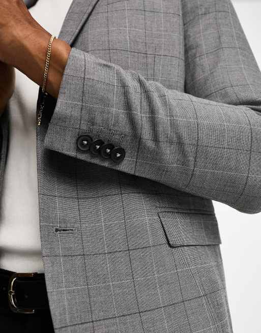 New Look - Giacca da abito super skinny grigia a quadri, 3 di 5