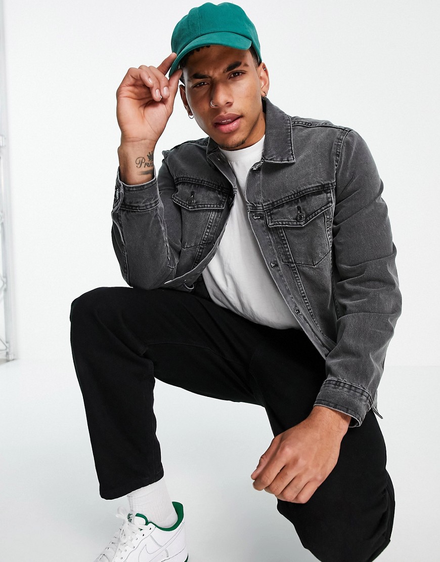 New Look - Giacca di jeans grigio slavato