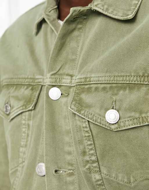 New Look - Giacca di jeans oversize kaki scuro, 3 di 4