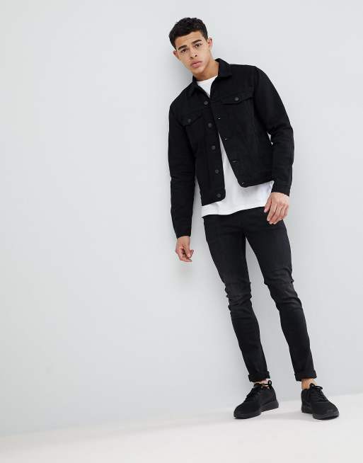 New Look - Giacca di jeans vestibilità classica nero slavato, 4 di 4