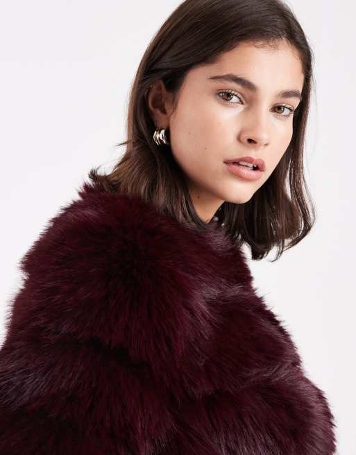 New Look - Giacca in pelliccia sintetica bordeaux, 4 di 4