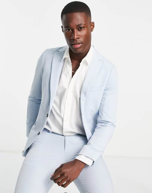 New Look - Giacca super skinny da abito azzurra